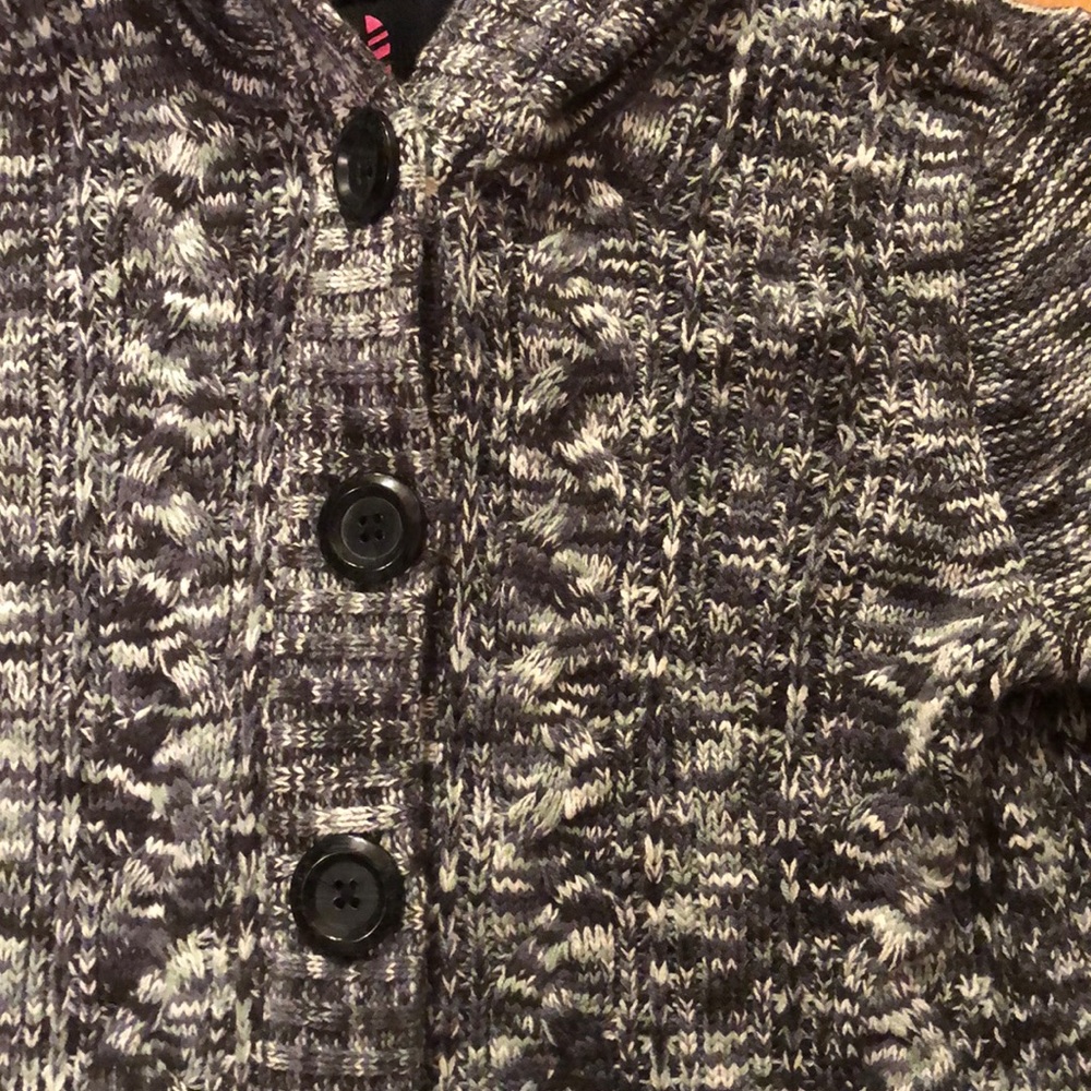 Black, Gray and White Hooded Cardigan - Picture 2 of 6